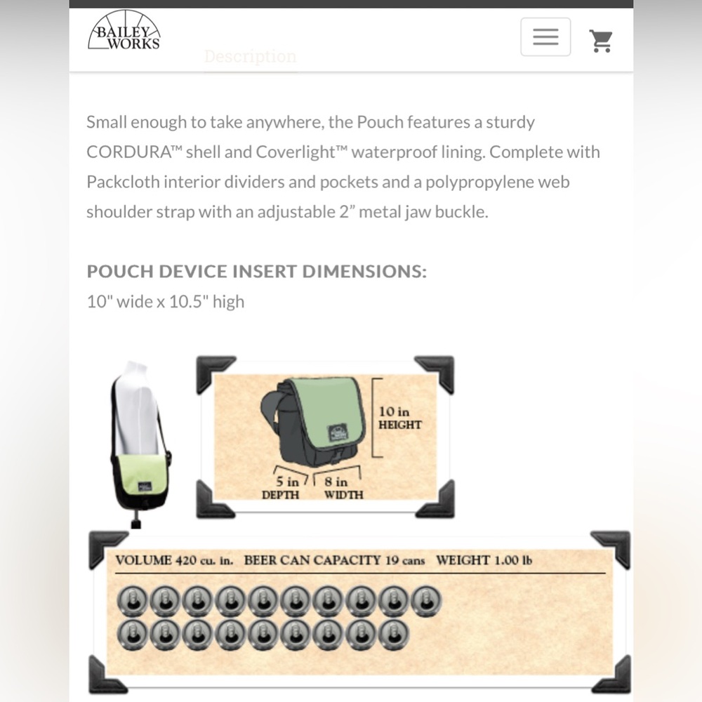 Bailey Works Forest Green unisex Pouch crossbody Messenger Bag.  USA made - Picture 2 of 16